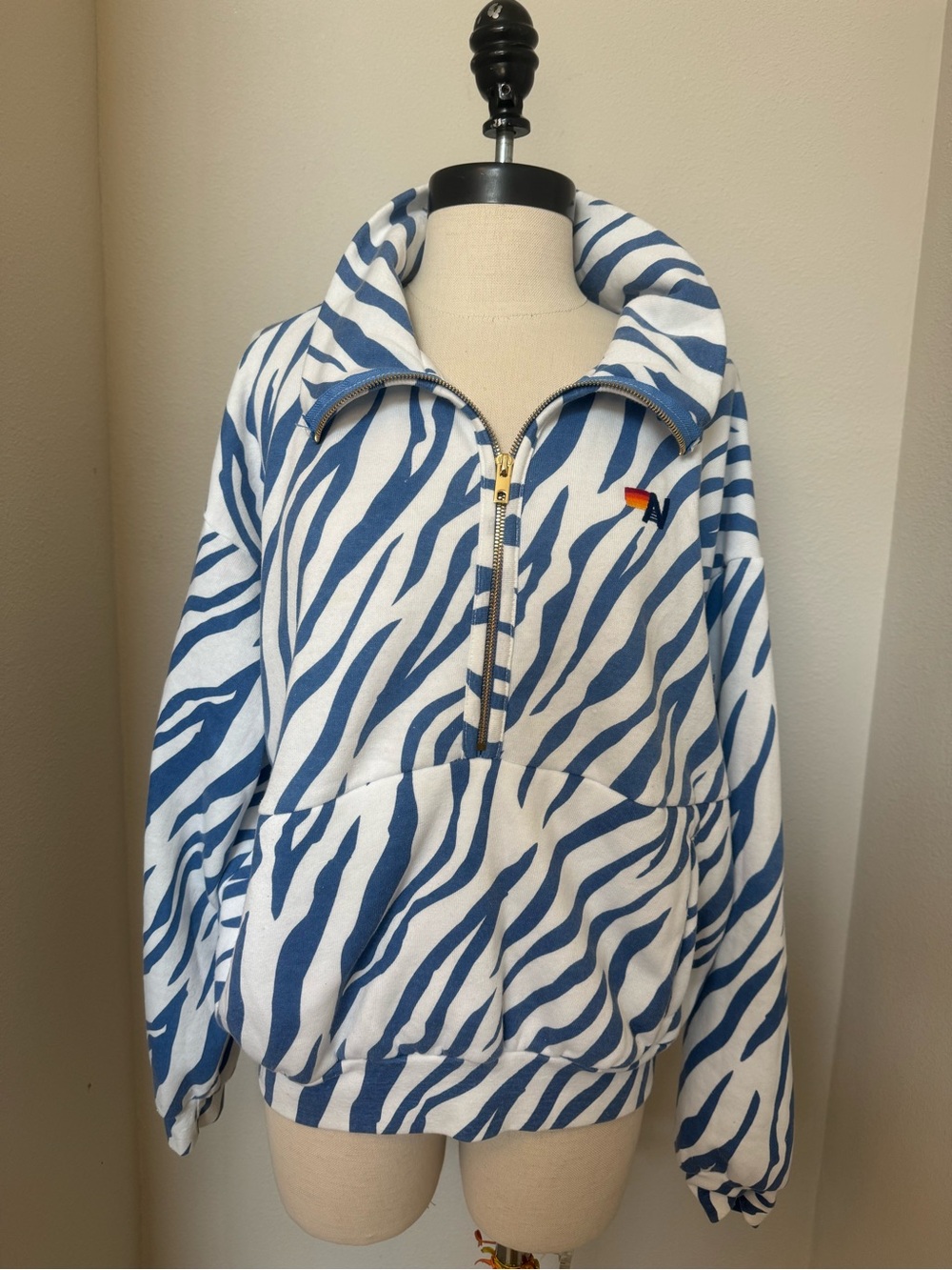 Aviator Nation unisex Tiger Fleece Half Zip Jacket - Picture 3 of 9